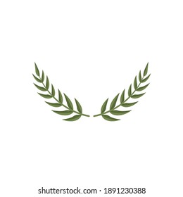 Laurel Wreath leaves ornament icon vector illustration graphic design on white background flad style.