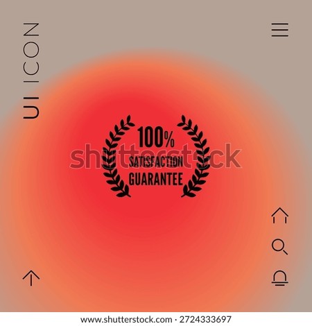 Laurel Wreath Line Icon with 100% Satisfaction Guarantee