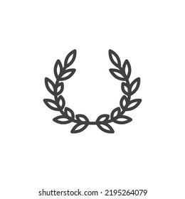 Laurel wreath line icon. linear style sign for mobile concept and web design. Circular wreath with leaves outline vector icon. Symbol, logo illustration. Vector graphics