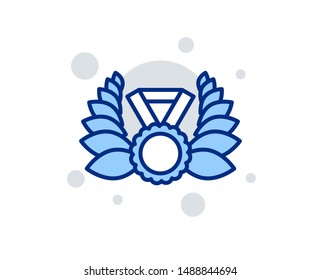 Laurel wreath line icon. Winner medal symbol. Prize award sign. Linear design sign. Colorful laureate medal icon. Vector