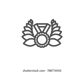 Laurel wreath line icon. Winner medal symbol. Prize award sign. Quality design element. Editable stroke. Vector