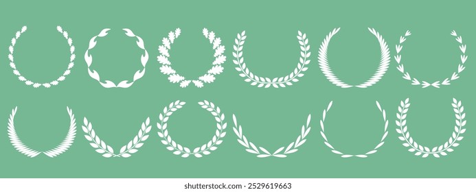 Laurel wreath logo. Isolated laurel wreath on green background