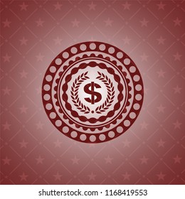 laurel wreath with money symbol inside icon inside retro style red emblem