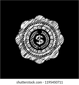 laurel wreath with money symbol inside icon drawn on a chalkboard