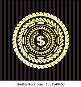 laurel wreath with money symbol inside icon inside shiny emblem