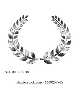 Laurel wreath is monochrome, dotted, a symbol of victory and triumph. Vector element.