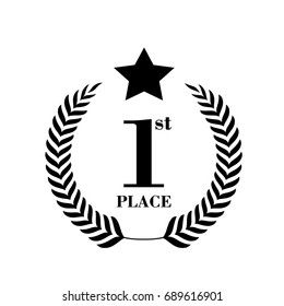 Laurel wreath with number 1 and star. 