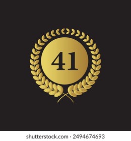 Laurel wreath with number 41. Golden laurel wreath with the number 41 vector illustration.
