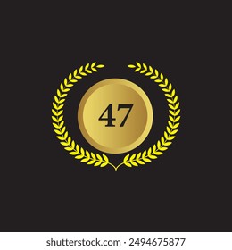 Laurel wreath with number 47. Golden laurel wreath with the number 47 vector illustration.