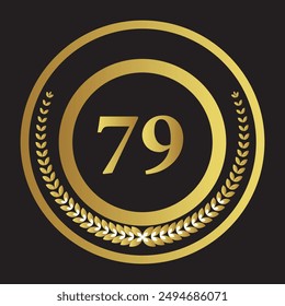 Laurel wreath with number 79. Golden laurel wreath with the number 79 vector illustration.