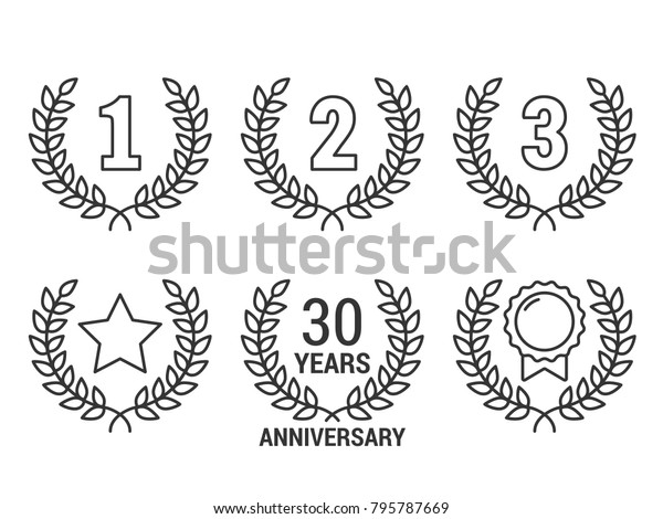 数字1 2 3のローレルリース 星 メダル 記念日のローレルリース 線のアイコン ベクター画像eps10イラスト のベクター画像素材 ロイヤリティフリー