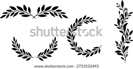 Laurel Wreath Olive Branch Frame Set Botanical Leaf Ornament Editable EPS10 Vector Illustration
