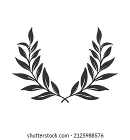 Laurel wreath. Olive leaves, vector emblem depicting an award. Vintage silhouette. Art ethnic classic stamp