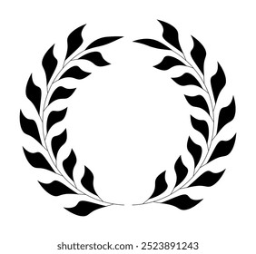 Laurel wreath on transparent background. Olive or wheat branch emblem, winner award leaf logo, circle leave border. Antique victory or anniversary wreaths vector. Geek branch for achievement or honor