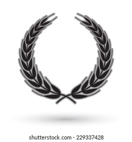 Laurel wreath on white background.