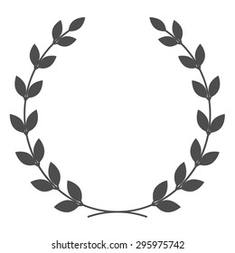 A laurel wreath on white background - symbol of victory and achievement. Design element for construction of medals, awards, coat of arms or anniversary logo. Black silhouette of laurel wreath