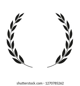 Laurel wreath placed on white background. Vector icon.