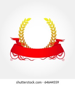 Laurel wreath with red ribbon