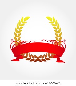 Laurel wreath with red ribbon