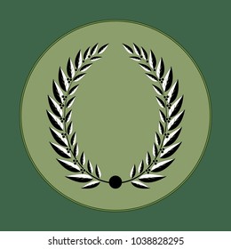 Laurel wreath reward. Modern symbol of victory and award achievement champion. Leaf ceremony awarding of winner tournament. Colorful template for badge, tag, etc. Design element. Vector illustration