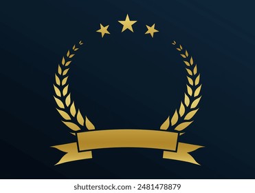 Laurel wreath with ribbon. Award icon, winner symbol design template. Branch with leaves. Vector illustration.
