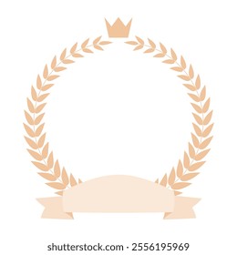 Laurel wreath with ribbon. Silhouette frame of olive branches with a crown. Achievement, award, and winner concept for emblem, logo.