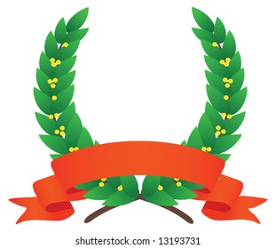 Laurel wreath and ribbon. Vector illustration