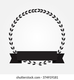 Laurel wreath with ribbon. Vector illustration.