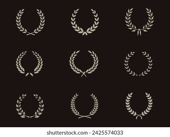 Laurel Wreath Rounded Circular leaves Vector Logo Design Elements 