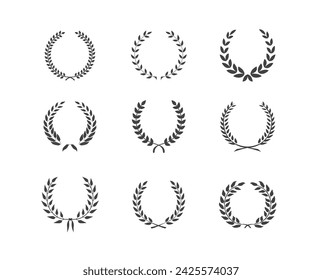 Laurel Wreath Rounded Circular leaves Vector Logo Design Elements 