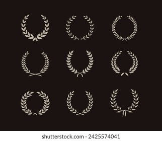 Laurel Wreath Rounded Circular leaves Vector Logo Design Elements 