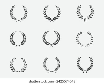 Laurel Wreath Rounded Circular leaves Vector Logo Design Elements 