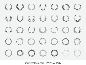 Laurel Wreath Rounded Circular leaves Vector Logo Design Elements 