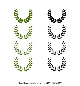 Laurel wreath. Set of frames with floral motifs. Colour and black and white versions. Vector illustration.