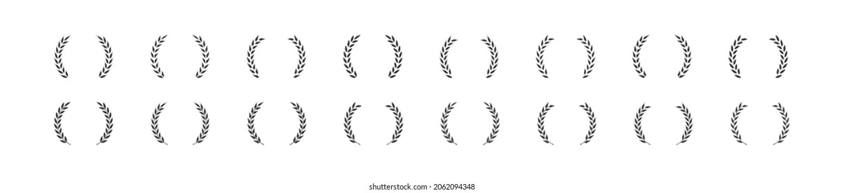 Laurel wreath set icon. Award chaplet sign symbol. Vector flat illustration