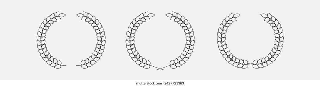 Laurel wreath set icon. Laurels branches