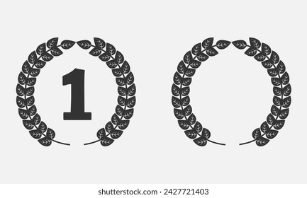 Laurel wreath set icon. Laurels branches