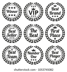 Laurel wreath set on white background. Vector Illustration