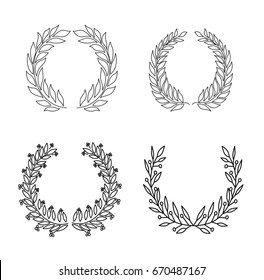 Laurel wreath set , outline drawing , white background , icon , element