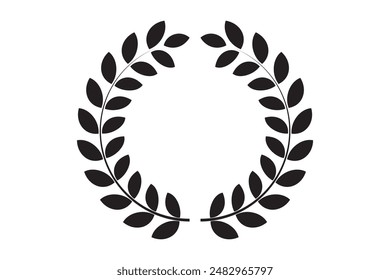 Laurel wreath. Set outline silhouette hand drawn laurel wreaths isolated Doodle floral frames. Vector illustration