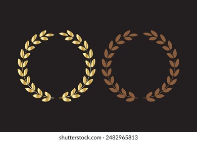 Laurel wreath. Set outline silhouette hand drawn laurel wreaths isolated Doodle floral frames. Vector illustration