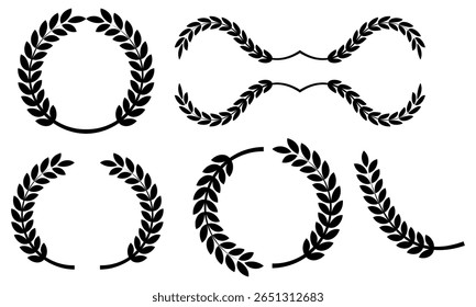 Laurel krans set. eenvoudige lege krans frame voor award, certificaat, trofee en meer. vector illustratie op transparante achtergrond.