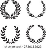 Laurel Wreath Set Symbol of Award, Victory and Achievement Vector Illustration