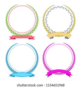 Laurel wreath set. Vector illustration of colored laurel wreaths for rewarding and triumph.