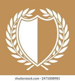 corona de laurel con escudo hermoso logotipo de heráldica blanca