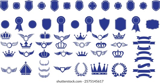 Laurel wreath, shield, wing, ribbon, and banners vector set.