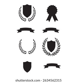 Laurel wreath, shield, wing, ribbon, and banners vector set. Laurel wreaths, shields, wings, ribbons illustration for awards, heraldry, logos, badges, and branding designs. Laurel wreaths, shields,