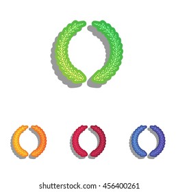 Laurel Wreath sign. Colorfull applique icons set.