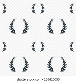 Laurel Wreath sign icon. Triumph symbol. Seamless grid lines texture. Cells repeating pattern. White texture background. Vector