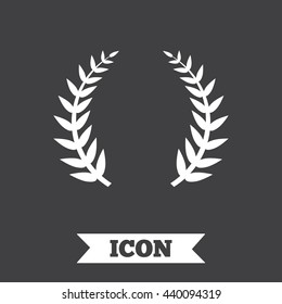 Laurel Wreath sign icon. Triumph symbol. Graphic design element. Flat laurel wreath symbol on dark background. Vector